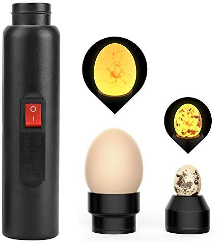 Schierlampe Ei Candler Zucht Ei Fruchtbarkeitsprüfer für Hühnereier Inkubatoren für Geflügeleier, LED Light Egg Tester Batterie Und USB LadegeräT High Light zum Beobachten