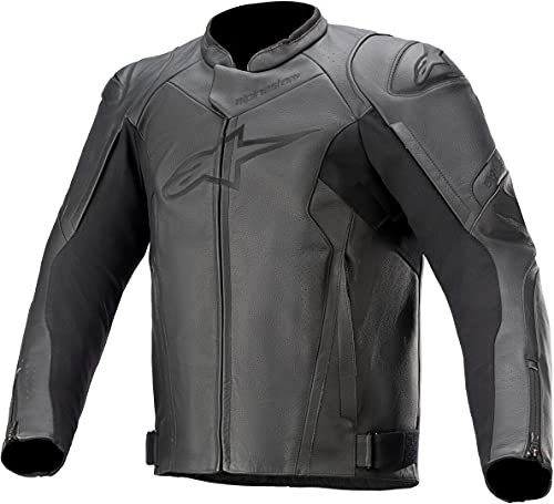 Alpinestars Herren Alpinestars Faster V2 Leather Jacket Black/Black Motorcycle Clothing, BLACK BLACK, 52 EU