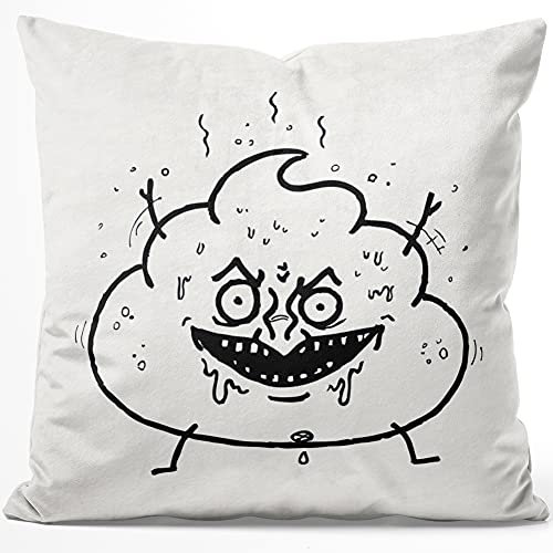 JUNIWORDS Kissen, Kackhaufen Verrückt, 40 x 40 cm, Flauschig Samtweich Weich