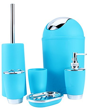 6-Piece Bathroom Accessories Set with Soap Dispenser, Toothbrush Holder, Tumbler, Soap Dish, Toilet Brush, Mint Green