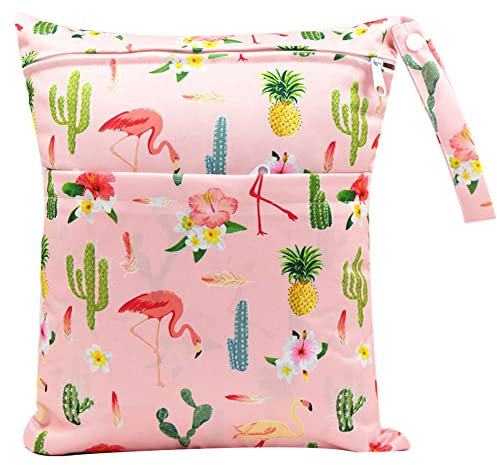 FenFang Stoffwindeln Nasstaschen, Windeltasche Wetbags Wickeltasche Naßtasche Nassbeutel Organiser Taschen Große Wiederverwendbare wasserdichte mit Reißverschluss für Baby Reisen Unterwegs (Rosa)