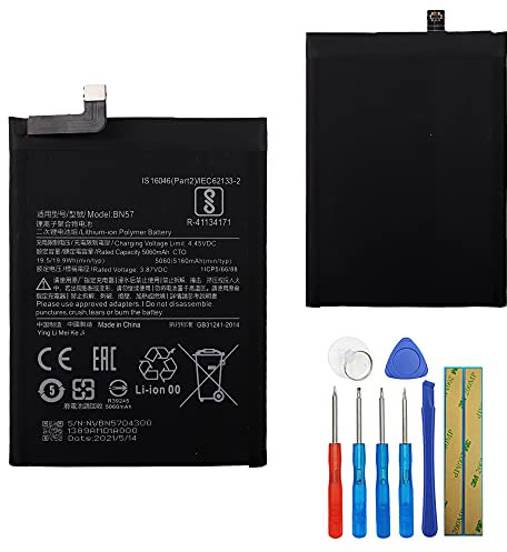 E-yiiviil Ersatzakku BN57 Kompatibel mit Xiaomi Poco X3 NFC M2007J20CG, M2007J20CT with Tools