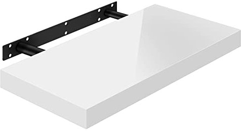 WOLTU Wandregal Volato Wandboard freischwebend hochglänzend weiß Schweberegal CD DVD Regal Bücherregal Holz Board 50x22,9x3,8cm RG9477ws