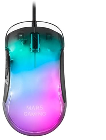 Mars Gaming MMGLOW, Souris Gaming RGB Chroma-Glow, Finition Miroir, Ultra-Légère, 12800 DPI, Noir