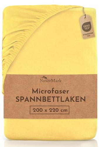NatureMark Microfaser Boxspringbett & Wasserbett Spannbettlaken 200 x 220 cm - 40 cm Steghöhe - 200x220cm Spannbetttuch - 100% Polyester, Gelb