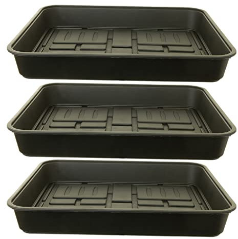 ACCURATE Set of 3 Black Plastic Garden Greenhouse Gravel Tray perfect to hold gravel as a moisture base for flower pots (LARGE)