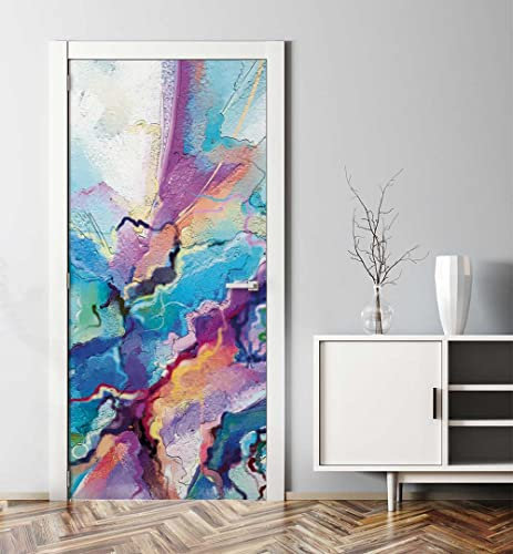 MyMaxxi - Tür bekleben mit Türtapete Türposter Türfolie Selbstklebend 90x200 Farbstrudel hellblau - Tür verschönern Türaufkleber ? Türposter Türklebefolie Bunt Mehrfarbig