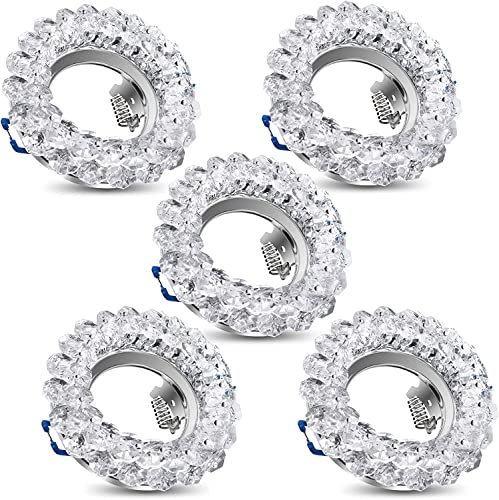 EXTRASTAR Foco Empotrable Downlight, Marco para Focos Empotrados, Aro Para Bombillas GU10, Cristal Doble Circulo, 5pcs