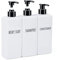 Segbeauty Dispensador de Jabón Blanco Champu, 3 Piezas 500ml Recargable Botella de Bomba de loción líquido, con Etiqueta Impermeable, para Baño, Hoteles