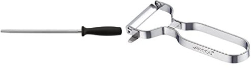 Arcos Serie Chairas, Chaira Afilador Manual de Cuchillos, Cuerpo de Acero al Carbono Cromado de 230 mm, Mango de Polipropileno, Color Negro & Gadgets Profesionales, Color Plata, 110 mm