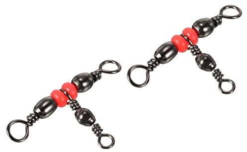 PATIKIL 3 Vías Giratorio, 20uds 28lb Inoxidable Acero Cruzada Línea T-Giro Triple Barril Terminal Aparejos para Salada Agua Dulce Agua Pesca, Negro