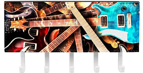 TBOUOBT Schlüsselhalter für Wanddekoration, Mail-Organizer und Schlüsselbrett für Flur, Küche, Bauernhaus-Dekoration,Musikinstrument E Gitarren