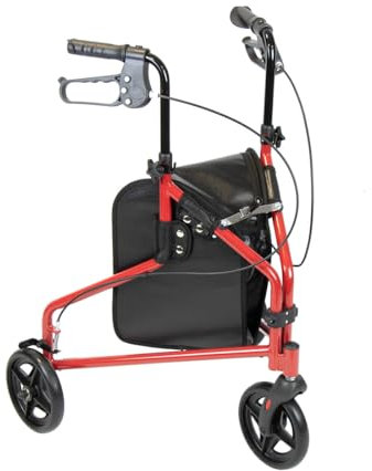 NRS 3 WHEEL STEEL ROLLATOR RED