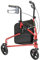NRS Healthcare 3 Wheel Steel Rollator Walker Walking Aid with Bag, & Lockable Brakes, Folding & Height Adjustable – Red