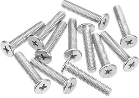 sourcing map M5-0,8 x 25 mm, 20 tornillos de cabeza redonda plana de acero inoxidable 304, tornillos de máquina Phillips Drive para conexión de muebles