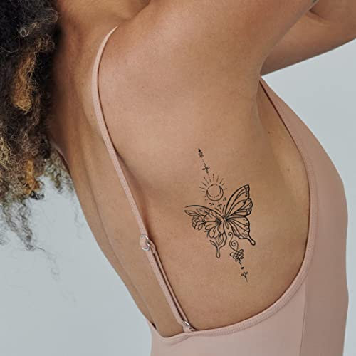 MyJagua Tattoo • Butterfly Ornament | 1-2 Wochen Tattoo | Auf Pflanzenbasis | Hautverträglich | Wasserfest | Neue Tattoo Technologie | Kein Klebe Tattoo