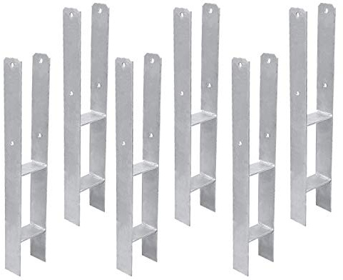 Daromigo 10 Stück H-Pfostenträger mit Befestigungsmaterial H-Anker H-Pfostenanker zum Einbetonieren Pfostenanker für Carport Zaun Pfosten 600x60x141mm