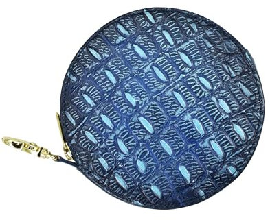 Anuschka - Porte-Monnaie Rond en Cuir véritable Peint à la Main pour Femme - Croco Embossed Sapphire