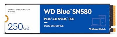 WD Blue SN580 250GB, M.2 2280 4150 MB/s PCIe Gen4 NVMe Includes Acronis True Image for Western Digital, Disk & Cloning Migration, backup & recovery, ransomware protection