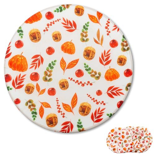 CLAUVINCK Charger Plate Covers, Set of 6 Thanksgiving Table Decorations, Fall Fruits Dinner Plate Covers for Table Decor, Stain-proof. Fabric Covers for Round Placemats. Table Settings