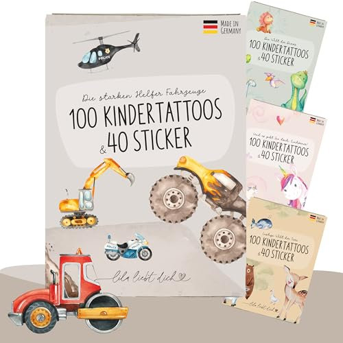 lila liebt dich® 140 angesagte Sticker & Tattoo Kinder Motive mit Fahrzeugen // Kindertattoos hautfreundlich & getestet // Made in Germany // LLD-MTAT-VEH