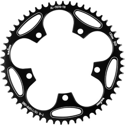 BIKECO Plateau large et étroit pour vélo 110/130BCD 5 vis Plateau rond 36/38/40/42/44/46/48/50/52/54/56/58/60T pour vélo de course VTT 9 10 11 vitesses (130BCD, 50T)