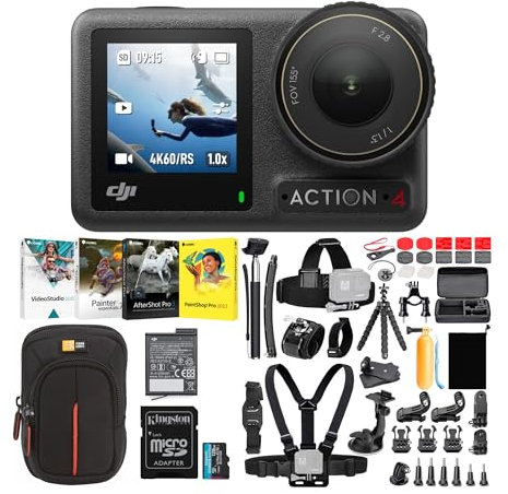 DJI Osmo Action 4 Camera Standard Combo Bundle - 1/1.3 Sensor, Low-Light Imaging, Deep-Freeze Resistant & Long-Lasting Battery Life