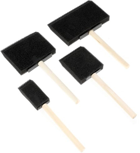 4 Stück Schwammpinsel Malutensilien Set Schwamm Schaum Pinsel Farbschwammpinsel mit Holzgriff Schaumstoffpinsel Farbapplikator Malschwammstempel Malzubehör für DIY Bastelprojekte (4 Größen)