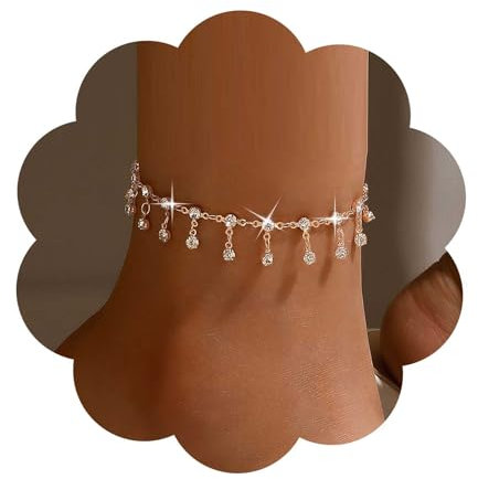 Dervivea Bracelet De Cheville Vintage En Cristal À Pompon Bracelet De Cheville En Or Cz Bracelet De Cheville En Strass Chaîne De Pied Bracelet De Cheville Pendante En Cristal Bracelet De Cheville À