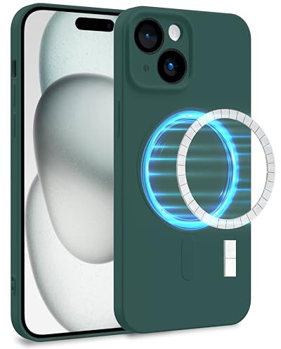 MyGadget Cover [ MagSafe ] per Apple iPhone 15 - Custodia in Silicone Morbido a Doppio Strato – Case con Protezione Fotocamera & Fodera Interna - Verde Oliva