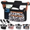 Tyuodna Kinderwagen Organizer Universal,Kinderwagen Tasche mit 2 Isolierten Becherhalter,Buggy Organizer,Kinderwagentaschen mit Schultergurt und Rutschfeste Sichere Haken (Leopardenmuster)