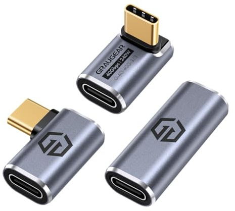GRAUGEAR USB C Kupplung Set 3 x USB Adapter unterstützt 40Gbps 240W 8K60Hz | 3 x USB Adapter Set, USB C Buchse auf Buchse, in Aluminiumgehäuse, USB C Verlängerung, für Smartphone, Tablet, Kamera, PC, NB