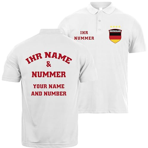 Fussball Poloshirt Herren | Personalisiertes T Shirt mit eigenem Namen und Nummer | Deutschland 2026 Trikot