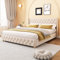 YCYDHDM Polsterbett 180 x 200 cm, Doppelbett mit Gepolstertes Kopfteil, Bettgestell mit Lattenrost und Holzbettbeine, Bett für Schlafzimmer und Gästezimmer, Samt, Ohne Matratze, Hellbeige