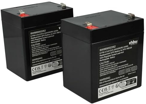 vhbw 2X Akku kompatibel mit APC RBC30, RBC46, RBC43, RT1245, RBC 44 USV (4500 mAh, 12 V, AGM)