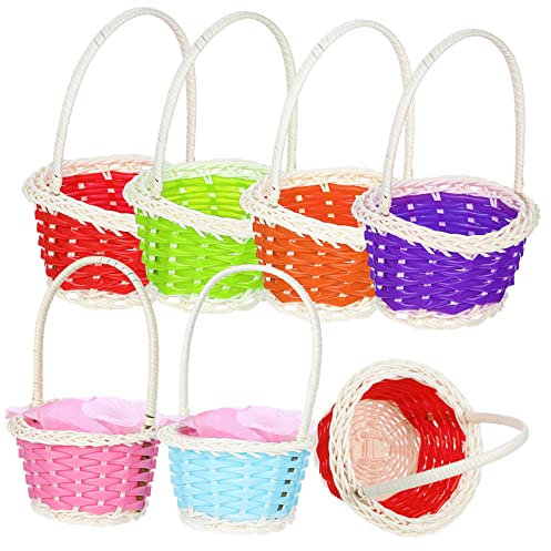 WHAMVOX 6stücke Osterkorb Geflochten Mit Griffen Kleine Süßigkeitenkörbe Für Ostereier Party-leckereien Geschenkaufbewahrung Blumenkörbe Tischdeko