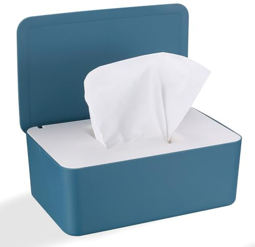 Feuchtes Toilettenpapier Box, Feuchttücherbox, Baby Feuchttüchter Box, Feuchttücher Spender Feuchtpapierbox mit Deckel, Feuchttuchspender Taschentuchbox für Zuhause Büro, Blau Weiß