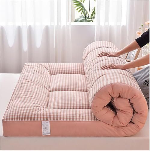 Japanische Futon-Matratze, Bodenmatratze, Klappmatratze, Tatami-Matratze, tragbare Camping-Matratze, leicht zu verstauen, atmungsaktiver Stoff für Couch-Matratze (Rosa, 200 x 220 cm)