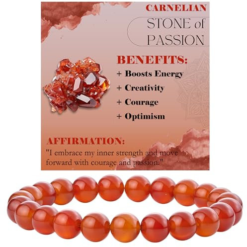 Bivei Karneol - Leidenschaft Perlenarmband für Frauen 8mm Semi Precious Natural Stone Stretch elastischen Schmuck Yoga Geschenke