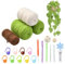LiQunSweet Green Monstera Leaf Crochet Kit DIY Wool Yarn Woven Creative Hanging Basket Plants Knitting Kits with Step-by-Step Video for Beginner Home Keychain Decoration