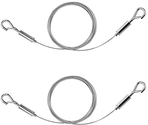 2 Stück Edelstahlseil Drahtseil 2 M Verstellbares Edelstahl Bilderdraht-Aufhängeset Stahlseil Mit Haken AufhäNgedraht Hängezubehör Zum Aufhängen Von Bildern Spiegeln Rahmen Lampen Werbetafeln