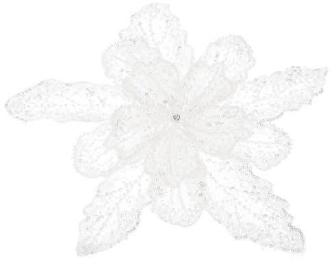 PATIKIL Handgefertigte Strass-Applikation, Blumen-Spitzen-Patches mit Paillettenperlen zum Aufnähen von Kristall-Perlen-Spitzen-Applikationen für Hochzeitskleider, Weiß