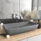 Myheimly Luxus Waschbecken Rechteckig Waschtisch Aufsatzwaschbecken Waschplatz Handwaschbecken Aufsatzwaschtisch 71x38cm Keramik Matt-Hellgrau