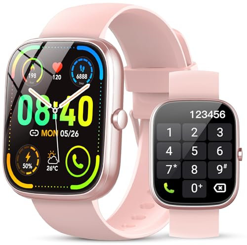 taopodo Smart Watch for Men Women 1.96 HD Screen Answer/Make Calls,Fitness Tracker with Heart Rate Sleep Monitor, Step Counter, IP68 Smartwatch for Android iOS(Rose)
