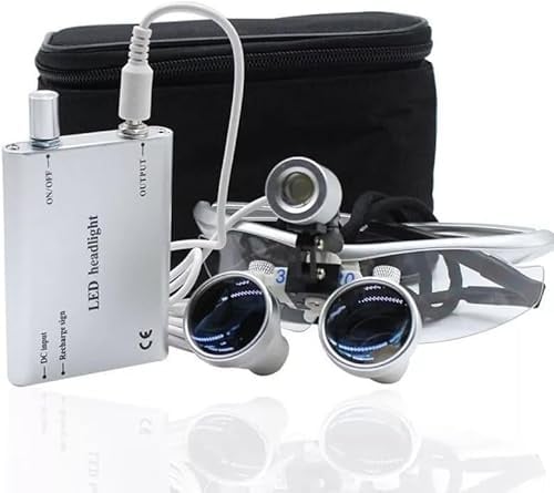 Lupenbrille Zahnarzt, 3.5X 420mm Lupenbrilles mit LED Scheinwerfer Headlight Licht, Dental Lupenbrille für Naharbeit, LED-Stirnbandlupe für Alle Type von Chirurgischen Operation