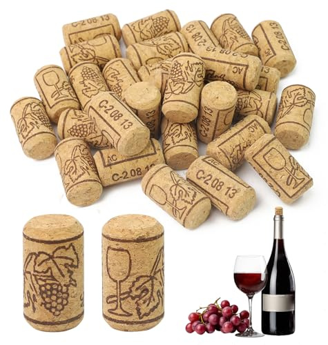 30 Pcs Natural Wine Corks 40×21mm Bottle Corks with Patterns