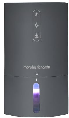 Morphy Richards PureFresh Dehumidifer, 0,9L, Compact, Lightweight, Quiet, Ambient Lighting, Auto Shut off and Defrost, For Bedrooms,Wardrobes, Kitchens, Caravans, and Window Sills, Grey, 822001