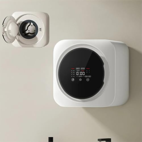 SAYEYBU Mini Lavadora AutomáTica Pared, Lavadora y Centrifugadora AutomáTica Carga Frontal, Secado a Alta Temperatura 60 °C, Compacta para Dormitorios y Apartamentos,Blanca