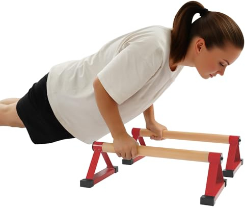 Liegestützgriffe Dreieck Parallettes Calisthenics Equipment 400kg Tragfähigkeit Dip Station Calisthenics Griffe Push Up Dip-Ständer für Krafttraining und Calisthenics (Rot)
