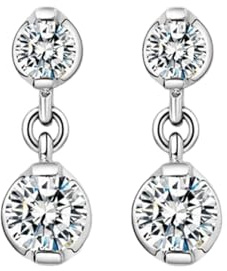 KnSam Weißgold Au750 18K Ohrhänger Echt Gold Schmuck, 0.6ct Labor Erstellt Diamant Ohrstecker Damen Vintage Klassiker Rundschliff, Ohrstecker Damen Gold 750